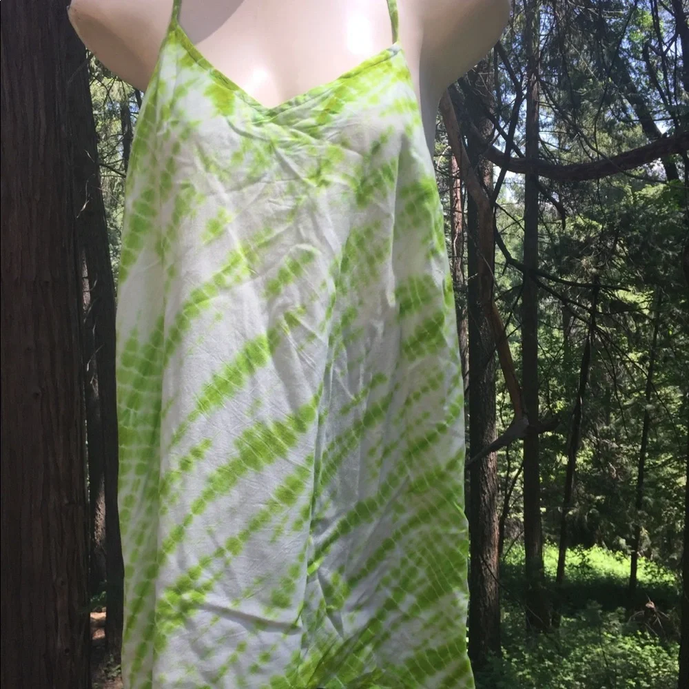 Ashley Stewart lime  green and white tie dyed tunic  mini dress - Picture 7 of 11